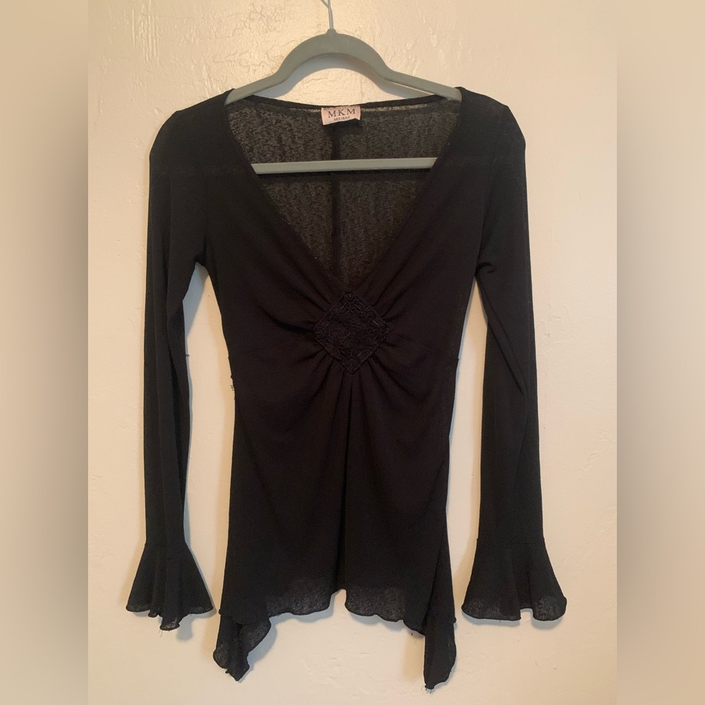 Black flutter sleeve witchy goth top